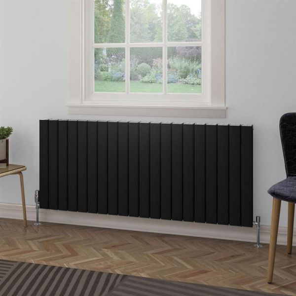 Eastbrook Hadleigh 600 x 1395 Matt Black Aluminium Designer Radiator #2
