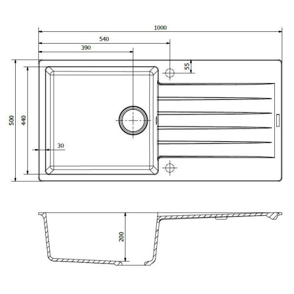 Reginox Harlem Caffe 1 Bowl Granite Kitchen Sink 1000 x 500mm #2