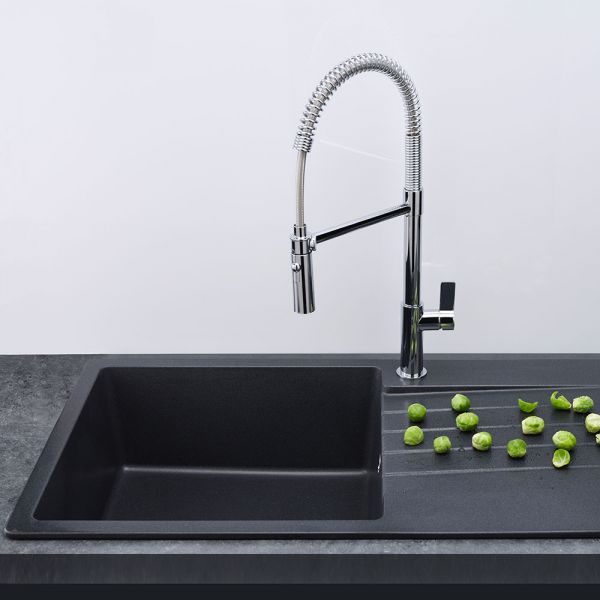 Reginox Harlem Black 1 Bowl Granite Kitchen Sink 1000 x 500mm #5