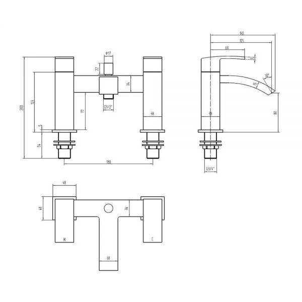 Hartland Brecon Black Bath Shower Mixer Tap #2