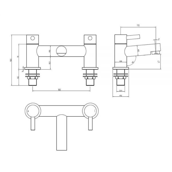 Hartland Harlech Chrome Bath Filler Tap #2
