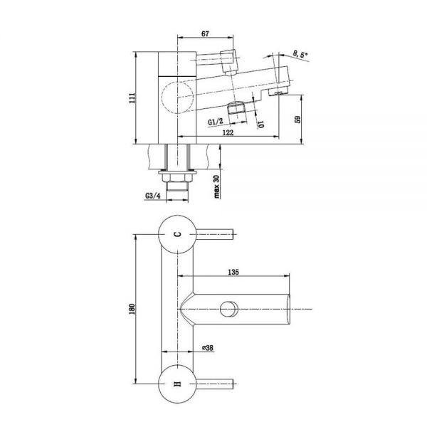 Hartland Harlech Chrome Bath Shower Mixer Tap #2