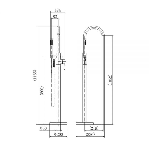 Hartland Harlech Chrome Floor Standing Bath Shower Mixer Tap #2
