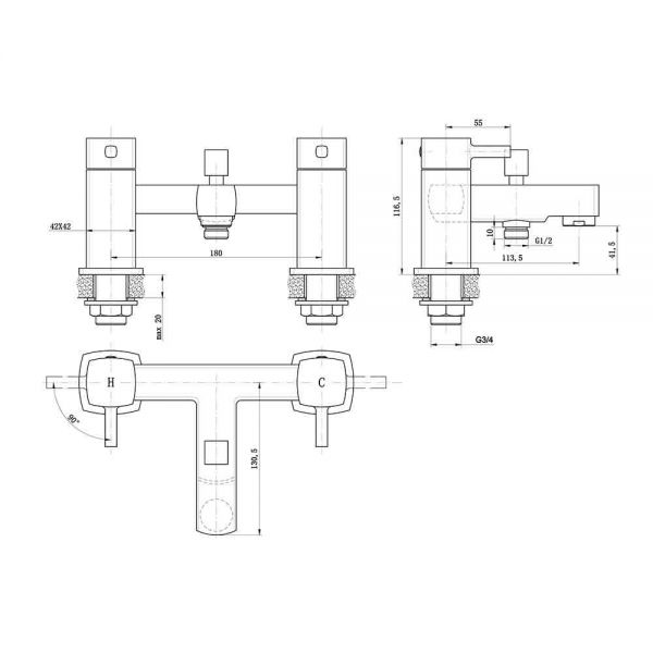 Hartland Newport Chrome Bath Shower Mixer Tap #2