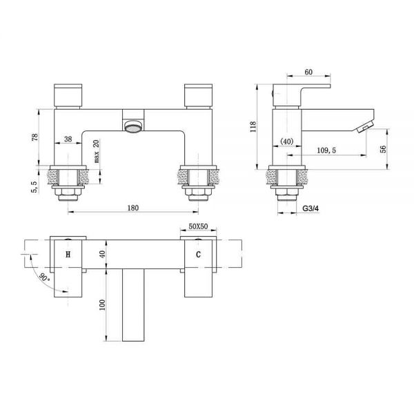 Hartland Raglan Chrome Bath Filler Tap #2