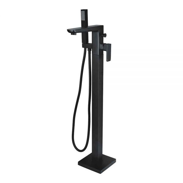 Hartland Swansea Black Floor Standing Bath Shower Mixer Tap