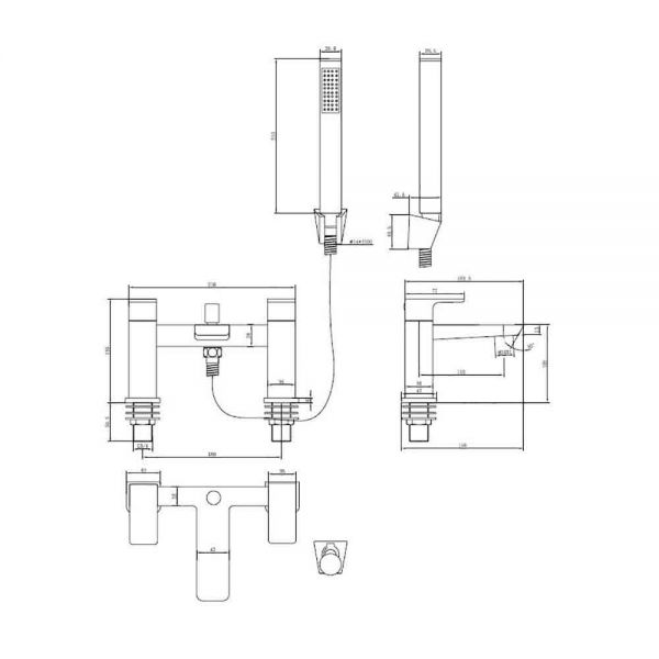Hartland Swansea Gunmetal Bath Shower Mixer Tap #2