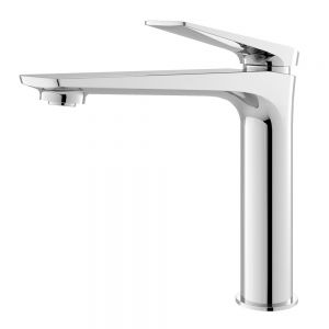Hudson Reed Drift Chrome Tall Basin Mixer Tap with Push Button Waste