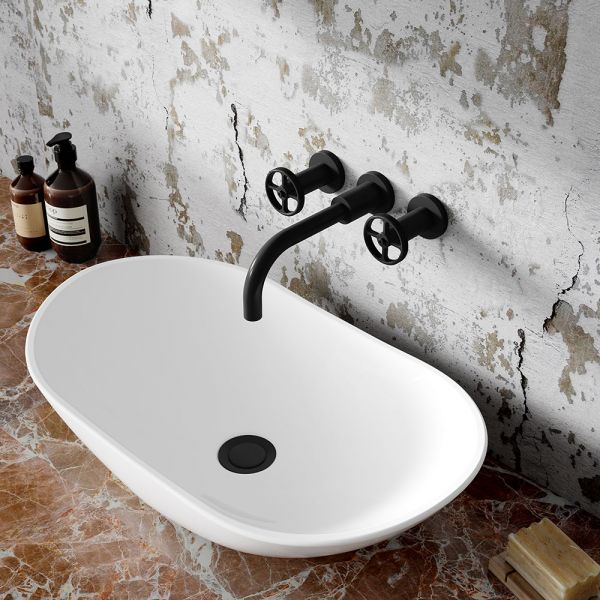 Hudson Reed Revolution Black 3 Hole Wall Mounted Basin Mixer Tap #2