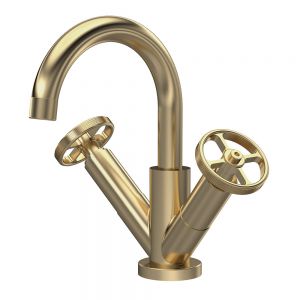 Hudson Reed Revolution Brushed Brass Mono Basin Mixer Tap with Waste