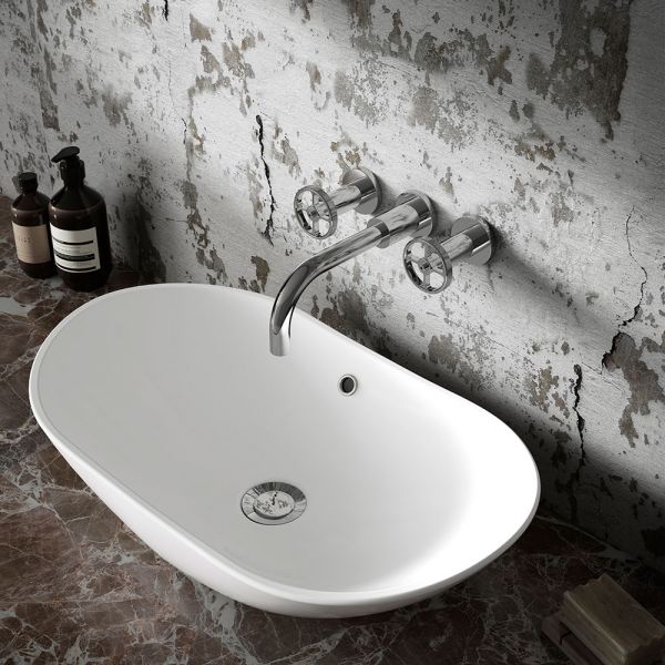 Hudson Reed Revolution Chrome 3 Hole Wall Mounted Basin Mixer Tap #2