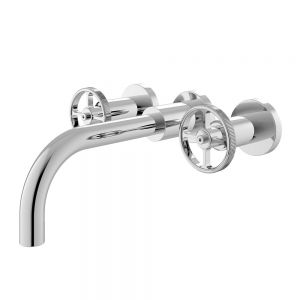 Hudson Reed Revolution Chrome 3 Hole Wall Mounted Basin Mixer Tap