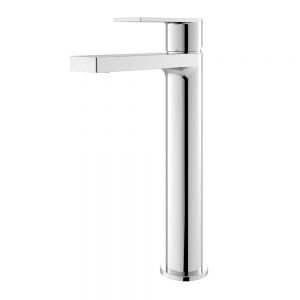 Hudson Reed Sottile Chrome Tall Basin Mixer Tap with Push Button Waste