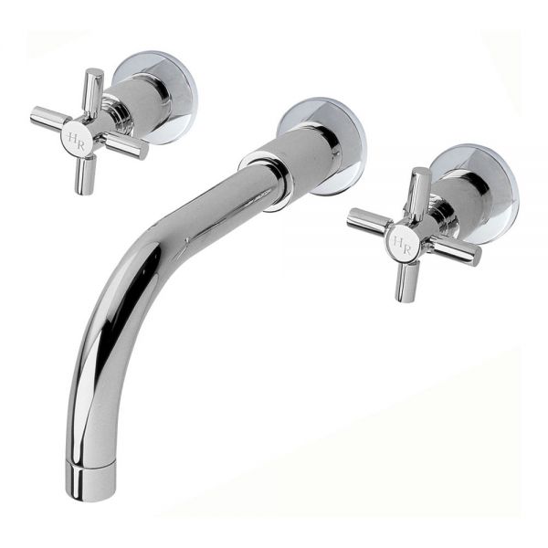Hudson Reed Tec Crosshead Chrome 3 Hole Wall Mounted Basin Mixer Tap