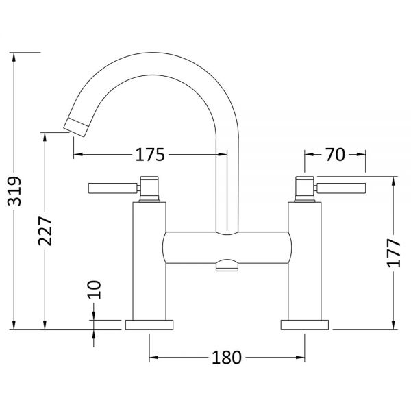 Hudson Reed Tec Lever Brushed Brass Bath Filler Tap #2