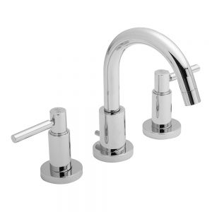 Hudson Reed Tec Lever Chrome Deck Mounted 3 Hole Basin Mixer Tap with Pop Up Waste