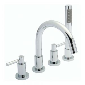 Hudson Reed Tec Lever Chrome Deck Mounted 4 Hole Bath Shower Mixer Tap