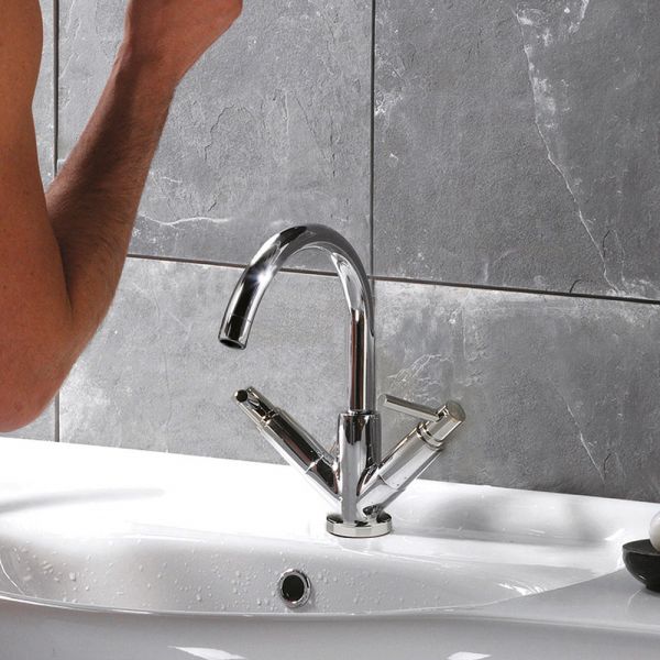 Hudson Reed Tec Lever Chrome Mono Basin Mixer Tap with Waste #2