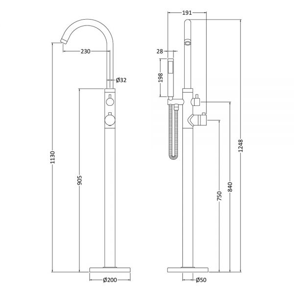 Hudson Reed Tec Lever Chrome Floor Standing Thermostatic Bath Shower Mixer Tap #2