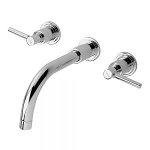 Hudson Reed Tec Lever Chrome 3 Hole Wall Mounted Basin Mixer Tap