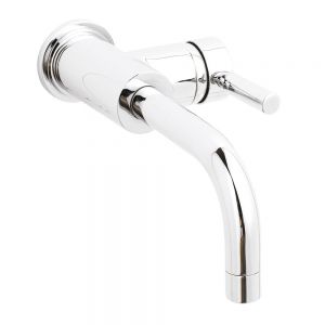 Hudson Reed Tec Lever Chrome Wall Mounted Mono Basin Mixer Tap