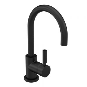 Hudson Reed Tec Side Lever Black Mono Basin Mixer Tap with Waste