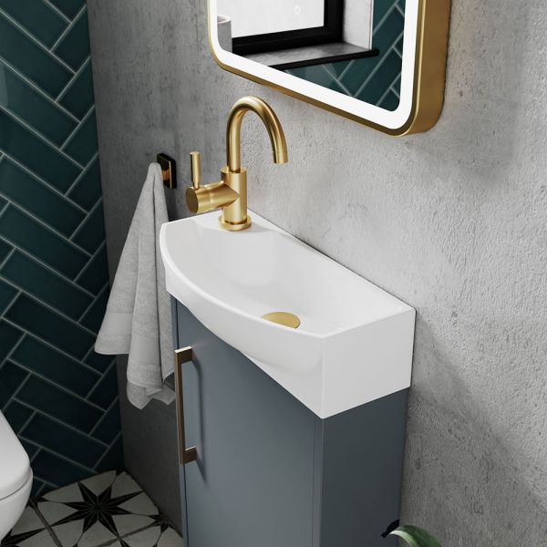 Hudson Reed Tec Side Lever Brushed Brass Mono Basin Mixer Tap with Waste #2