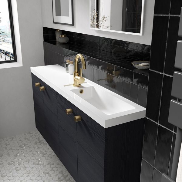 Hudson Reed Tec Side Lever Brushed Brass Mono Basin Mixer Tap with Waste #3
