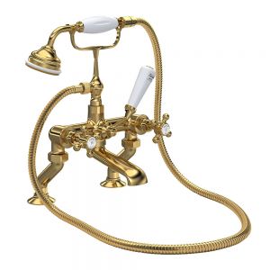 Hudson Reed Topaz Crosshead Brushed Brass Bath Shower Mixer Tap