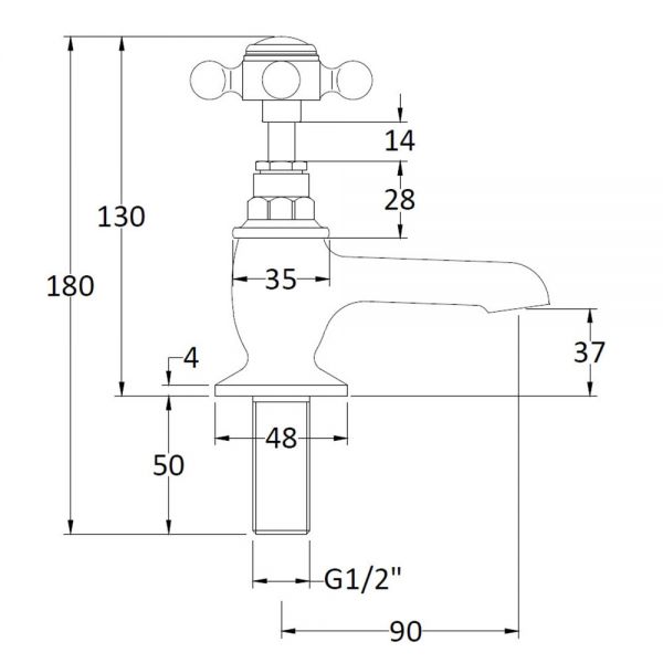 Hudson Reed Topaz Crosshead Chrome Basin Pillar Taps inc Hexagonal Collars and White Indices #2
