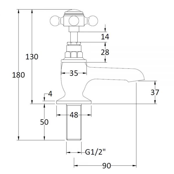 Hudson Reed Topaz Crosshead Chrome Basin Pillar Taps inc Hexagonal Collars and Black Indices #2