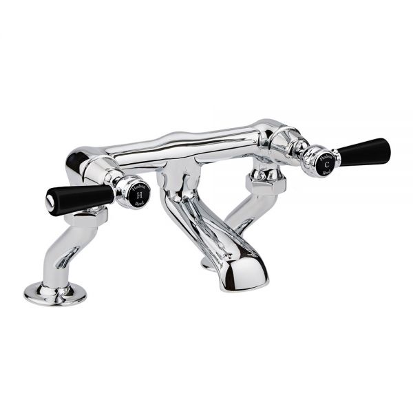 Hudson Reed Topaz Lever Chrome Bath Filler Tap inc Dome Collars and Black Levers