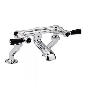 Hudson Reed Topaz Lever Chrome Bath Filler Tap inc Dome Collars and Black Levers