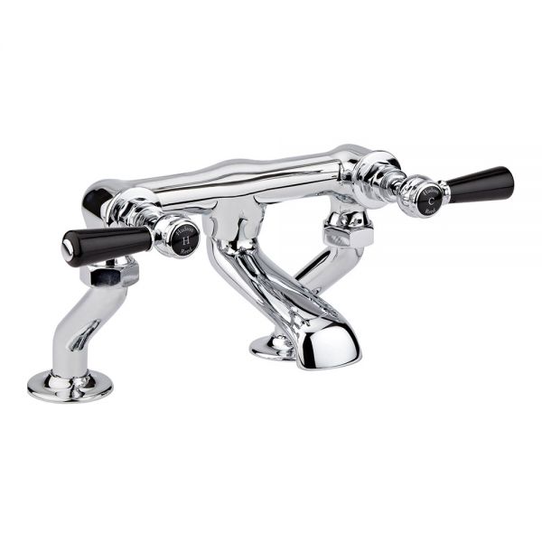 Hudson Reed Topaz Lever Chrome Bath Filler Tap inc Hexagonal Collars and Black Levers