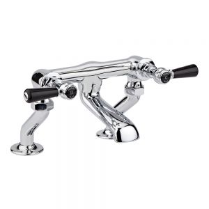 Hudson Reed Topaz Lever Chrome Bath Filler Tap inc Hexagonal Collars and Black Levers