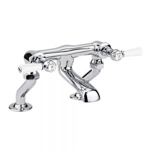 Hudson Reed Topaz Lever Chrome Bath Filler Tap inc Hexagonal Collars and White Levers