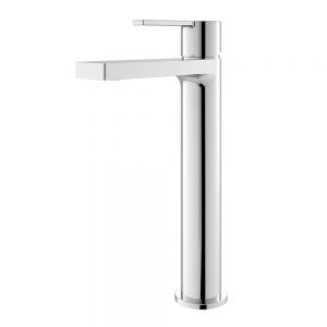 Hudson Reed Willow Chrome Tall Basin Mixer Tap with Push Button Waste