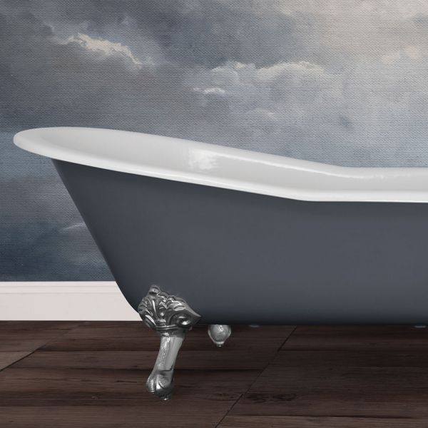 Hurlingham Marlowe Freestanding Cast Iron Slipper Bath 1700 x 780mm 2TH #3