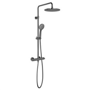 Vado Individual Nebula Brushed Black Thermostatic Exposed Bar Valve Shower Kit