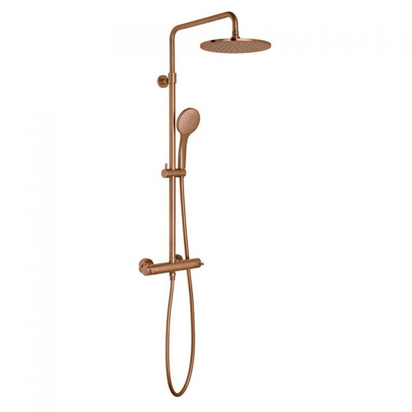 Vado Individual Nebula Brushed Bronze Thermostatic Exposed Bar Valve Shower Kit