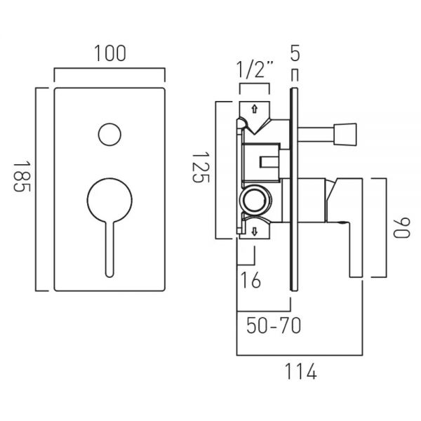 Vado Individual Edit Brushed Nickel Two Outlet Manual Shower Valve #2