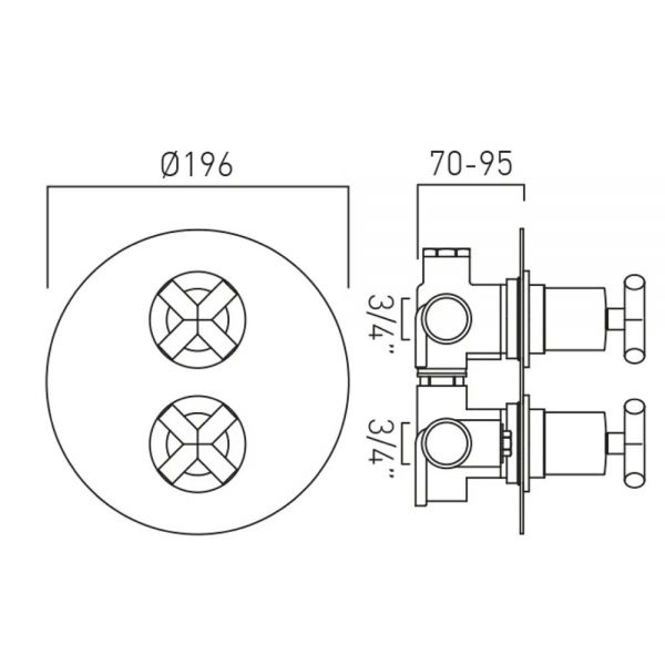 Vado Individual Elements DX Brushed Bronze Two Outlet Thermostatic Shower Valve #2