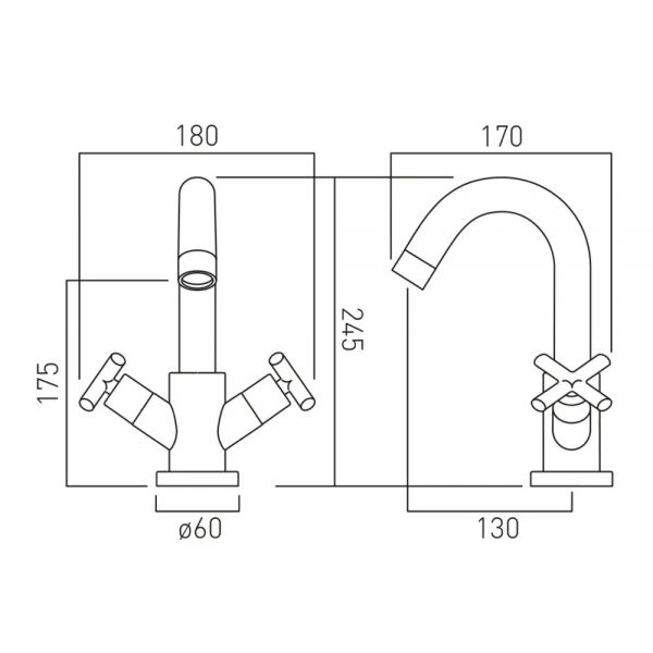Vado Individual Elements Brushed Black Mono Basin Mixer Tap #2