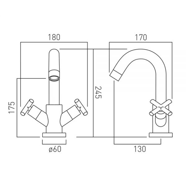 Vado Individual Elements Brushed Nickel Mono Basin Mixer Tap #2