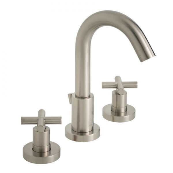 Vado Individual Elements Brushed Nickel 3 Hole Deck Mounted Basin Mixer Tap with Waste