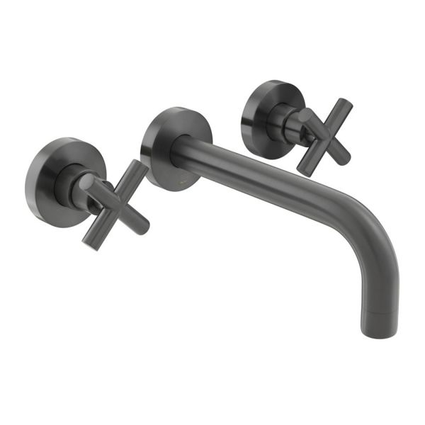 Vado Individual Elements Brushed Black 3 Hole Wall Mounted Basin Mixer Tap