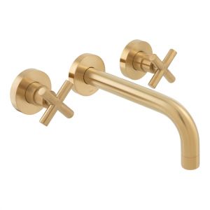 Vado Individual Elements Brushed Gold 3 Hole Wall Mounted Basin Mixer Tap