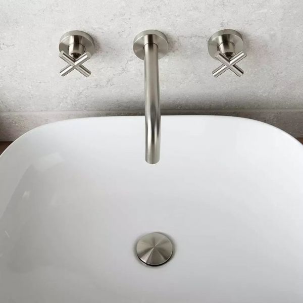 Vado Individual Elements Brushed Nickel 3 Hole Wall Mounted Basin Mixer Tap #4