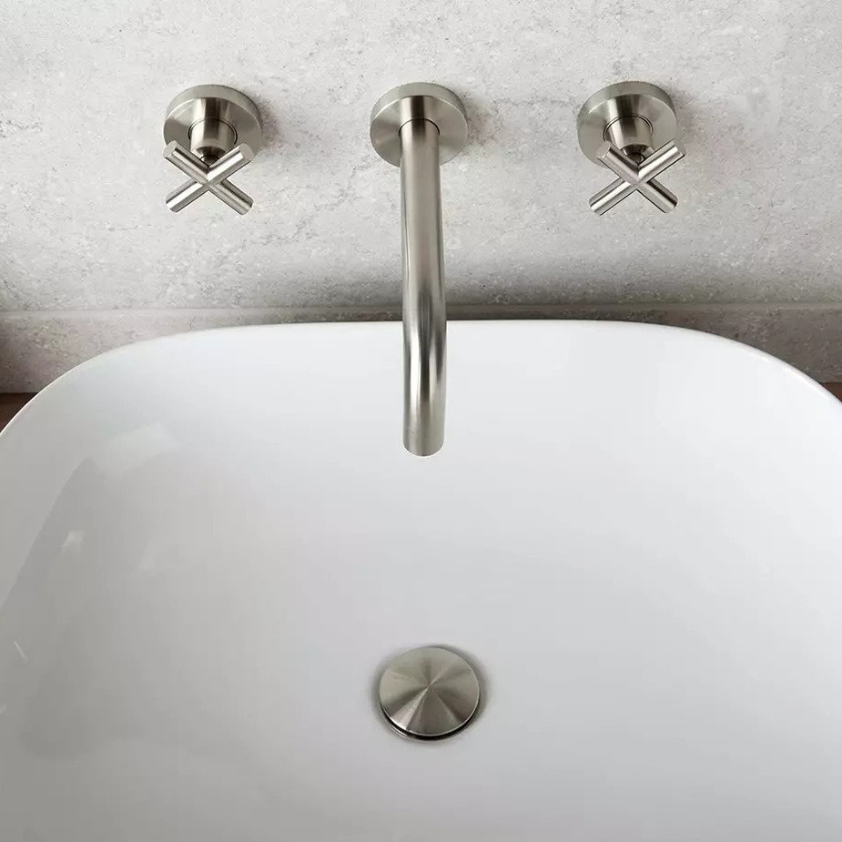 Vado Individual Elements Brushed Nickel 3 Hole Wall Mounted Basin