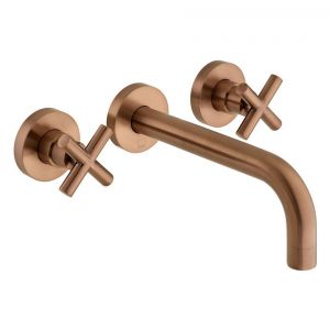 Vado Individual Elements Brushed Bronze 3 Hole Wall Mounted Basin Mixer Tap